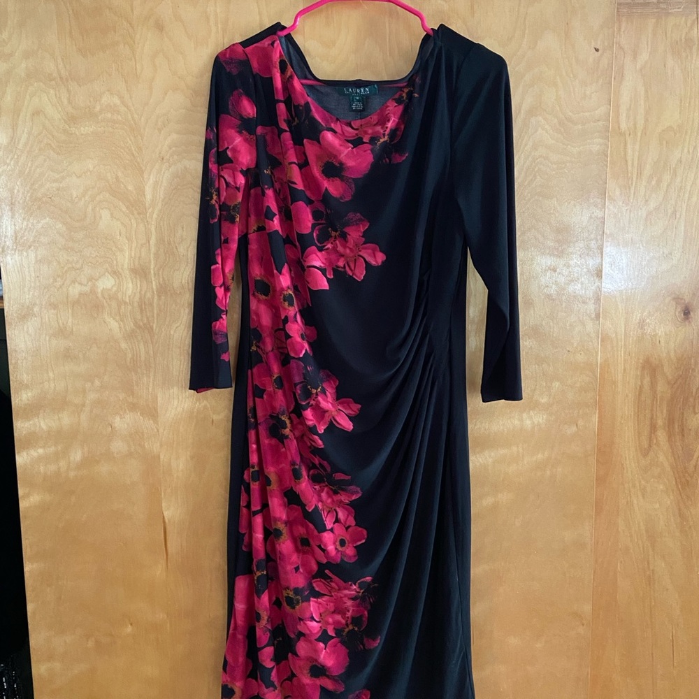 Ralph Lauren Black Dress with Pink Floral Pattern
